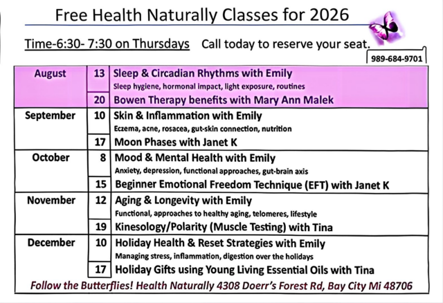 2026 HN Class Schedule - August